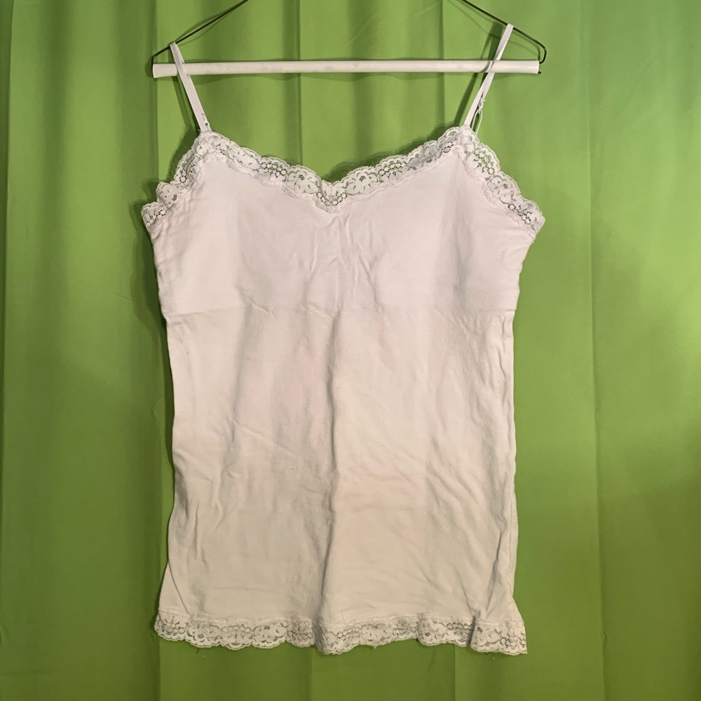 White Lace Trimmed Camisole Tank Top